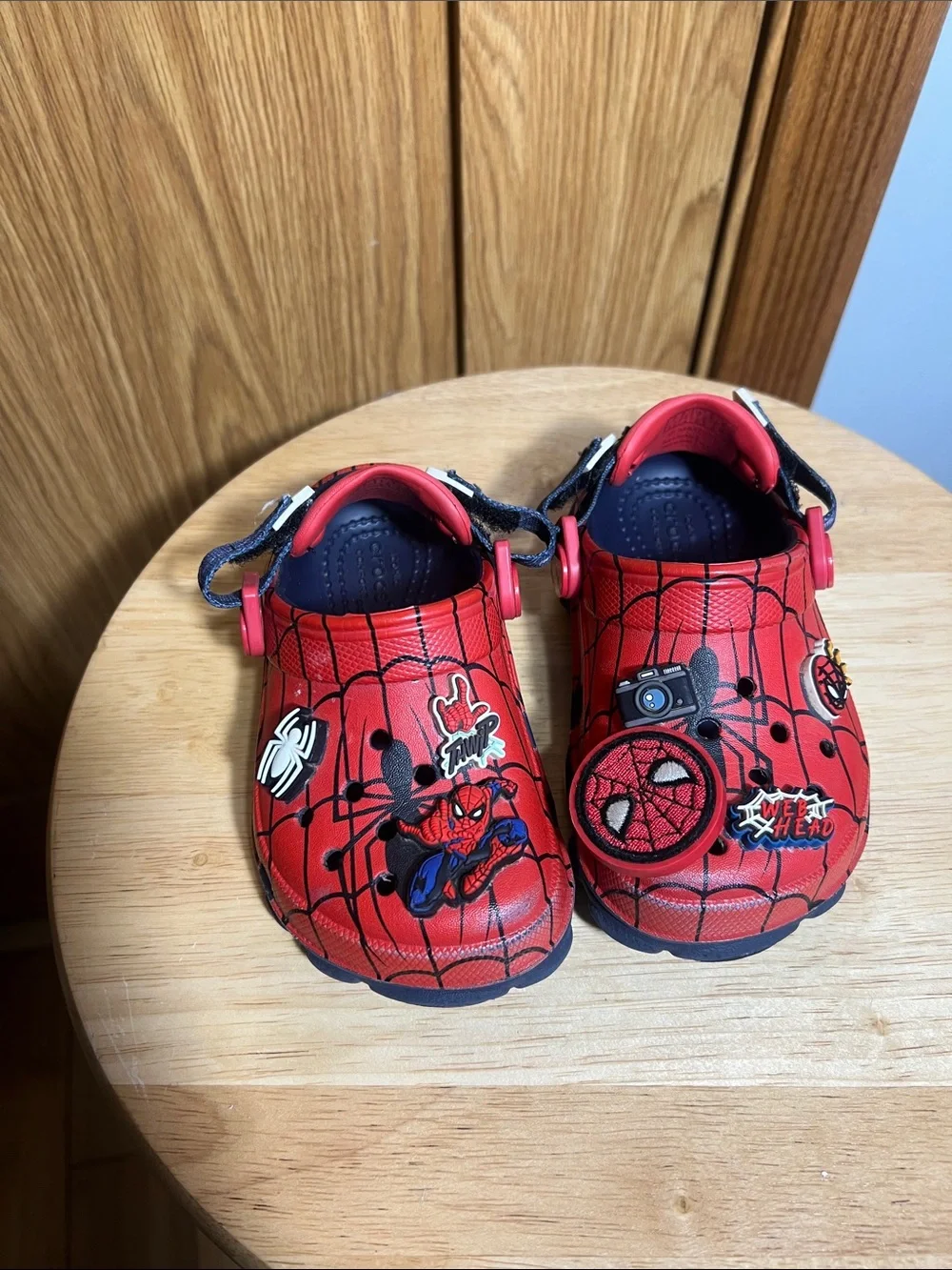 CROCS Red and Black Spider-Man Kids Clogs with Character Charms